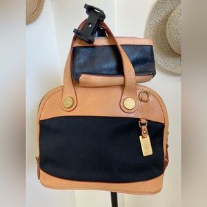Dooney & Bourke  Leather -Trim Black Canvas Tote Bag with Gold Hardware